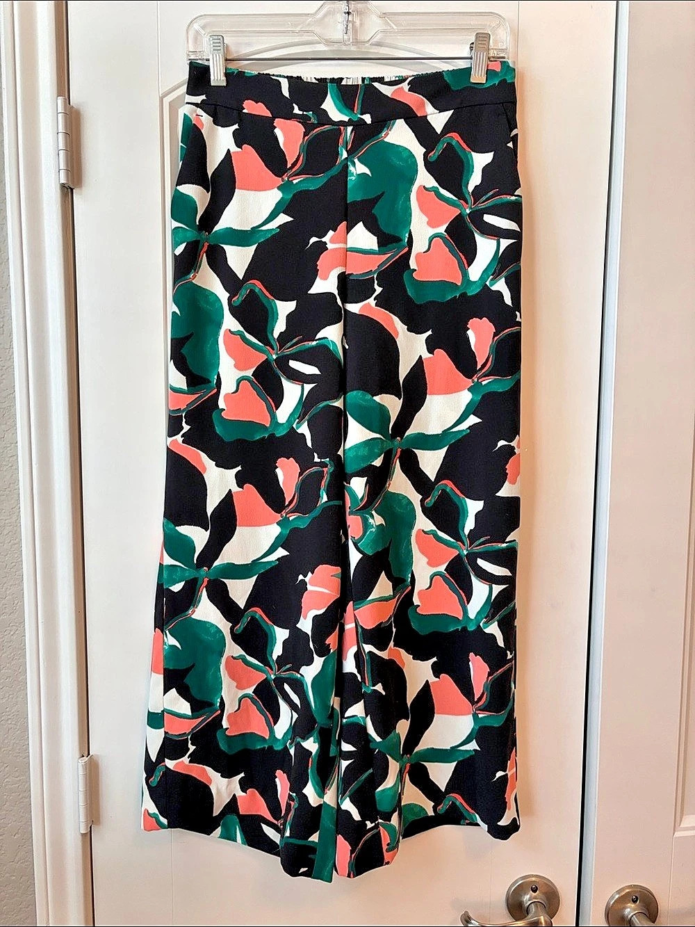 Nine West Abstract Wide Leg Pants in Black & Green Size Small